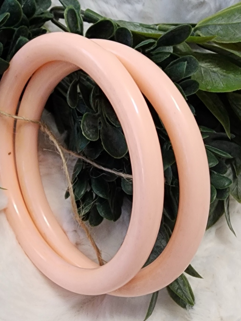 Vintage Blush Pink Peach Lucite Bangle Bracelets – Matching Pair
